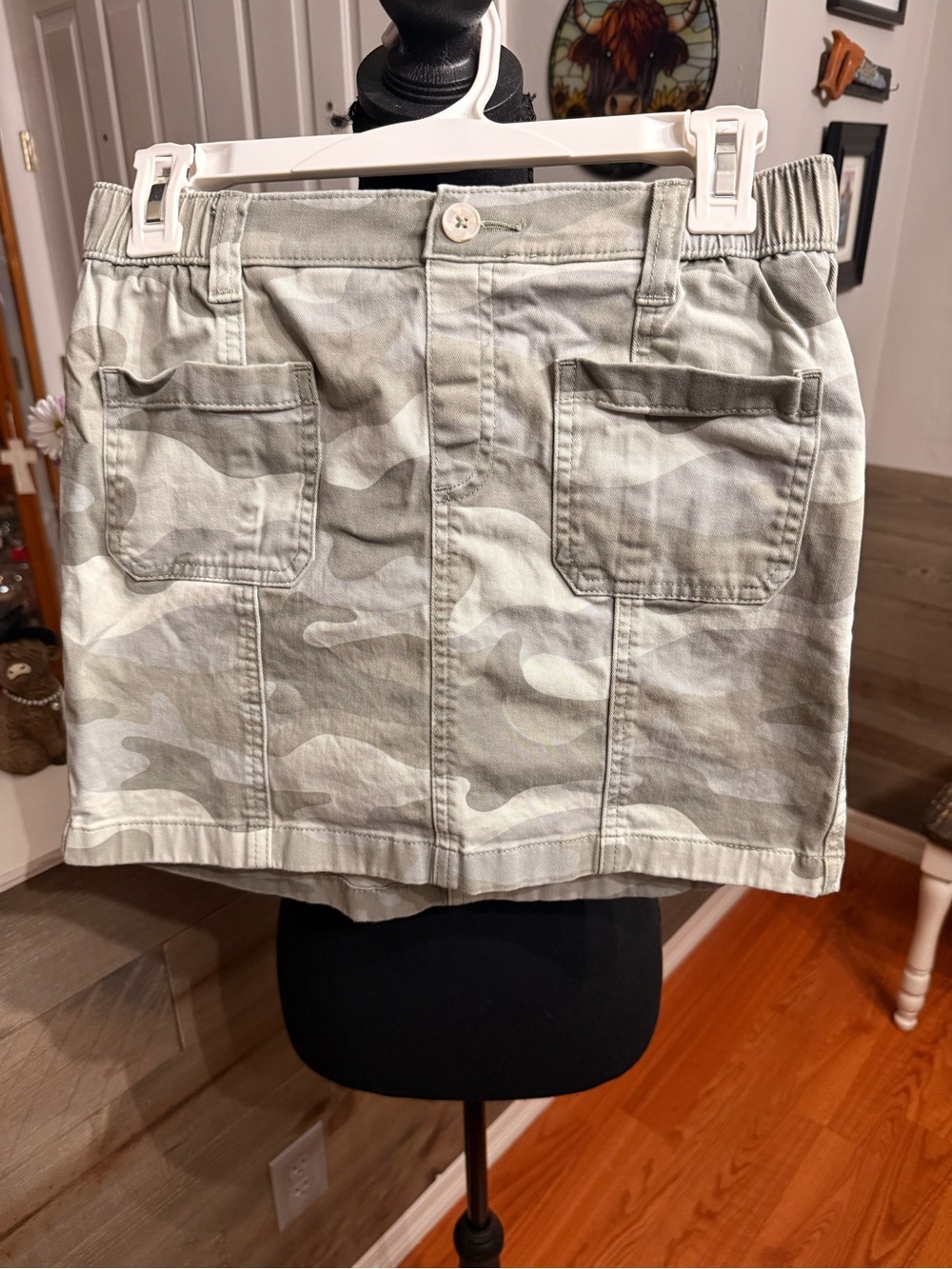 abercrombie kids Light Green Camouflage Mini Skirt
